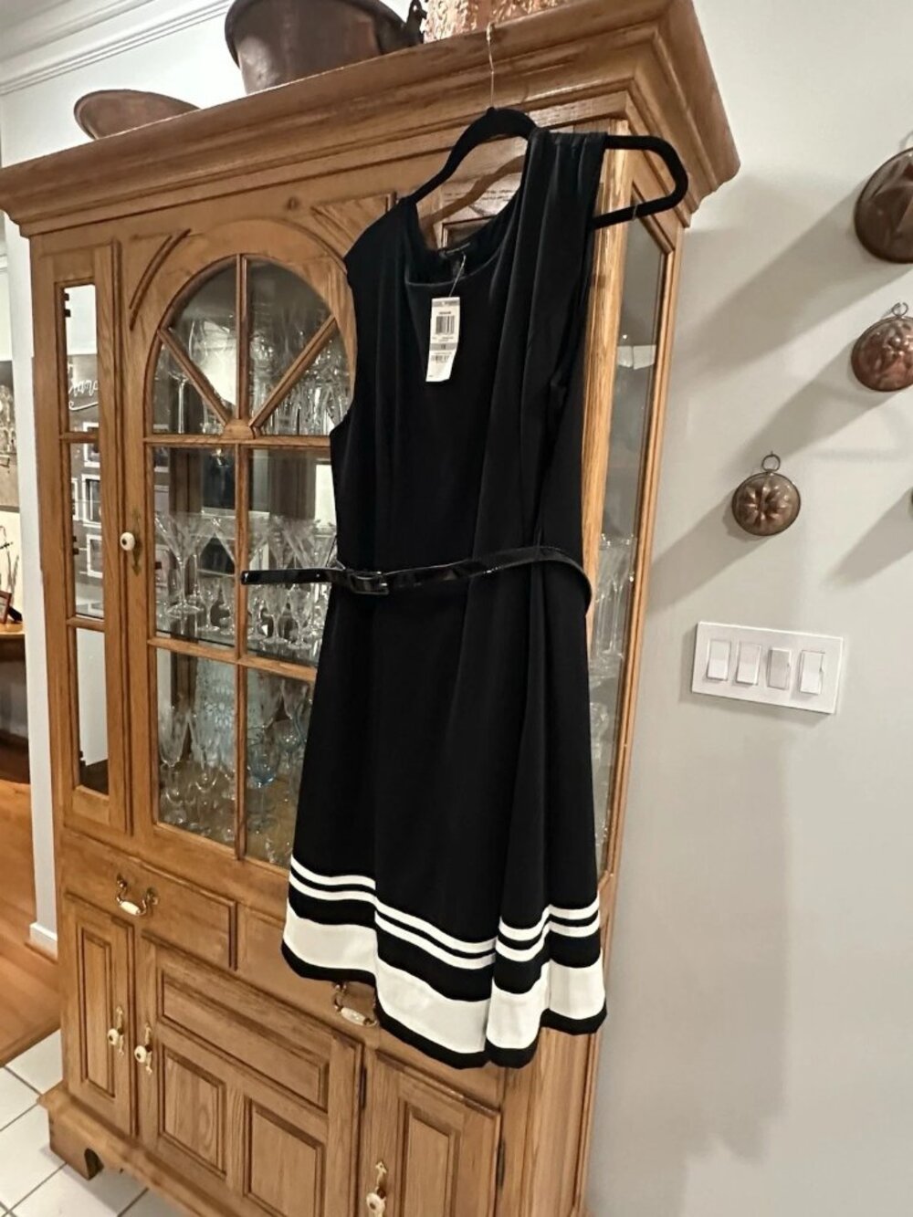 INC International Concepts Lined Black/White Dress Womans Size 1X